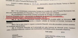 Componenţa Comisiei de circulaţie a Municipiului Iaşi