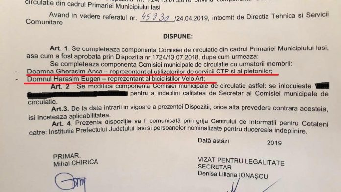 Componenţa Comisiei de circulaţie a Municipiului Iaşi